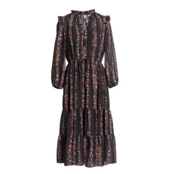 julia jordan Dresses & Skirts - Julia Jordan Long Sleeve Ruffle
Drawstring Floral  Midi Dress Size 10